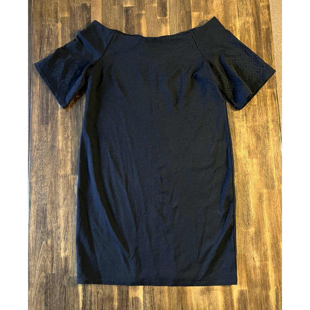 Lauren Ralph Lauren Black Shift Dress Wide Neck Short Sleeve Women's Large